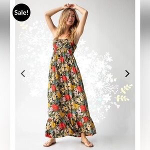 NATURAL LIFE Elizabeth Maxi Black Red Poppy Floral Dress - Excellent Condition